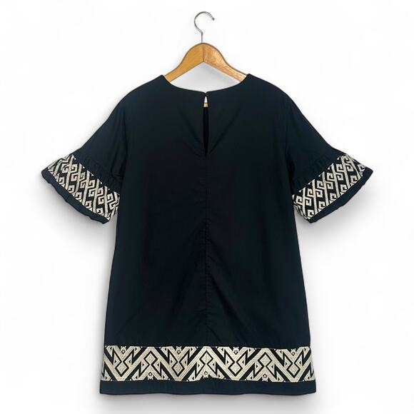 Banana Republic Embroidered-Sleeve Mini Dress Size S Black Bohemian Tribal Trim - Picture 4 of 13